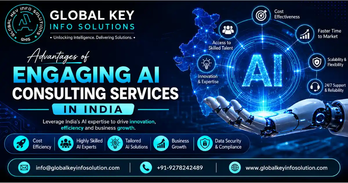 Advantages of engaging AI consulting services in India by Global Key Info Solutions.